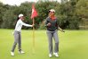 Stanford women's golf team member Mariah Stackhouse and former Secretary of State Condoleezza Rice.