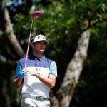 Bubba Watson plays his shot from the second tee during the first round of the 2016 Masters Tournament at Augusta National Golf Club.