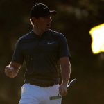 Rory McIlroy on the 17th green during the first round of the 2016 Masters Tournament at Augusta National Golf Club.