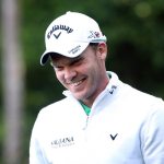 Danny Willett reacts to his birdie on the 13th green during the final round of the 2016 Masters Tournament at Augusta National Golf Club.