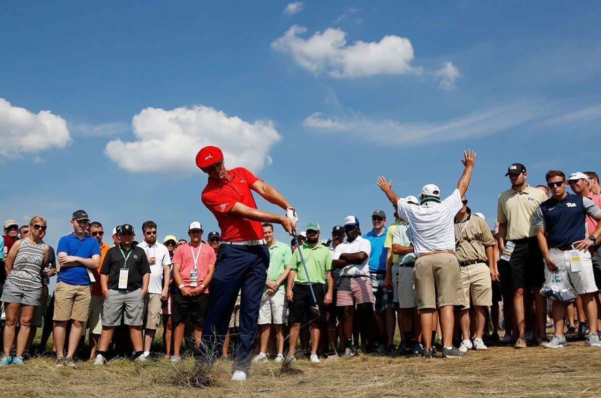 OAKMONT, PA - JUNE 19: Bryson DeChambeau of the United States plays a shot from the rough during the final round of the U.S. Open at Oakmont Country Club on June 19, 2016 in Oakmont, Pennsylvania. (Photo by Christian Petersen/Getty Images)
