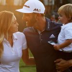 OAKMONT, PA - JUNE 19: Dustin Johnson of the United States celebrates with partner Paulina Gretzky and son Tatum after winning the U.S. Open at Oakmont Country Club on June 19, 2016 in Oakmont, Pennsylvania. (Photo by David Cannon/Getty Images)
