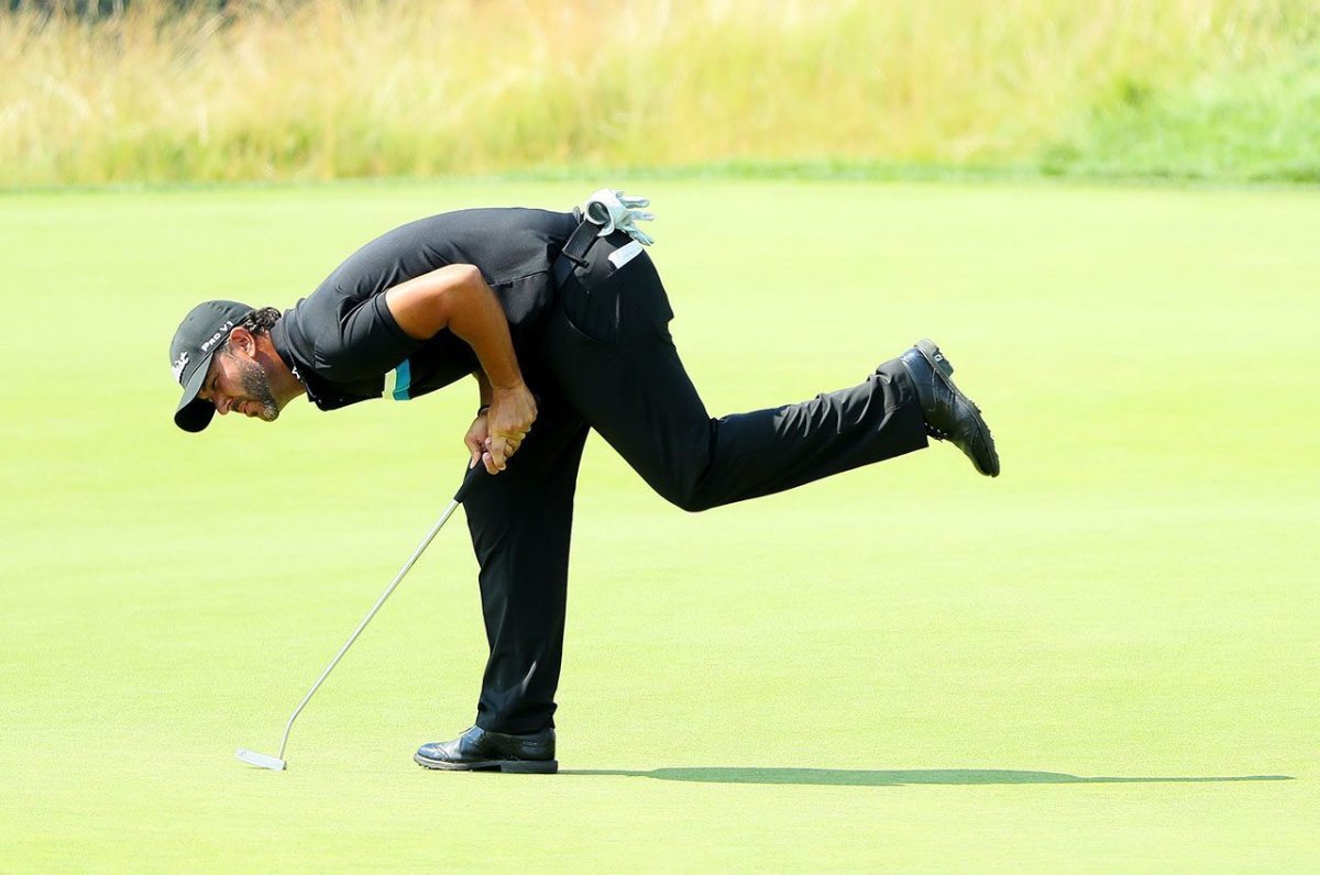 OAKMONT, PA - JUNE 19: Scott Piercy of the United States reacts to a missed putt on the fifth hole during the final round of the U.S. Open at Oakmont Country Club on June 19, 2016 in Oakmont, Pennsylvania. (Photo by Andrew Redington/Getty Images)