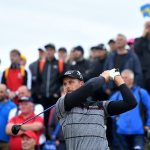 Henrik Stenson tees off on the 10th hole during the final round of the British Open. (Getty Images)
