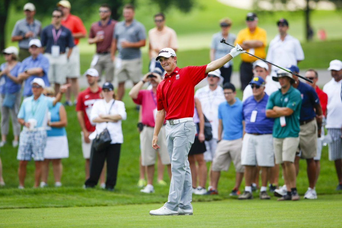 David Boote watches his second shot on the second hole during quarterfinal round of match play at the 2016 U.S. Amateur at Oakland Hills Country Club in Bloomfield Hills, Mich. on Friday, Aug. 19, 2016. (Copyright USGA/Jeff Haynes)