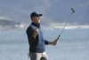 Feb 12, 2017; Pebble Beach, CA, USA; Jordan Spieth celebrates winning the AT&T Pebble Beach Pro-Am golf tournament at Pebble Beach Golf Links. Mandatory Credit: Michael Madrid-USA TODAY Sports