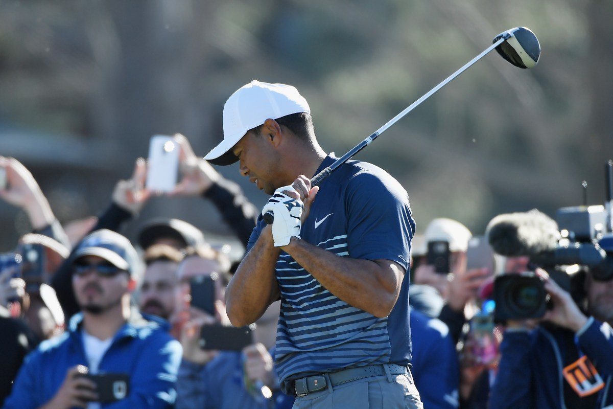There was frustration aplenty for Tiger Woods after many of his tee shots this weekend. He hit only 17 fairways. (Donald Miralle/Getty Images)