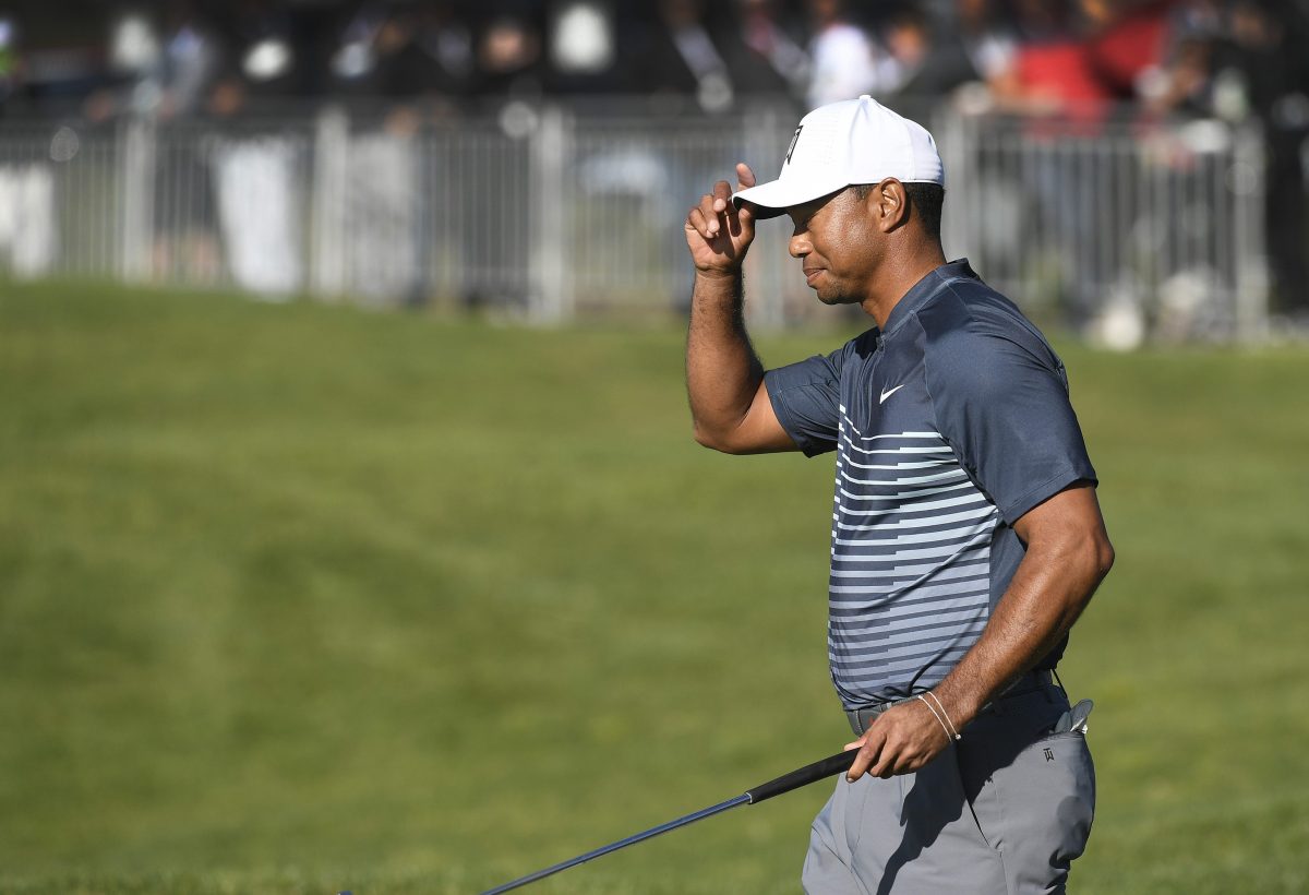 Tiger Woods exits the ninth hole after finishing the second round. (Stan Badz/PGA TOUR)