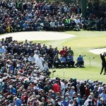 Masters Woods packed 'em in on the third tee Thursday at Augusta National. (Jamie Squire/Getty Images)