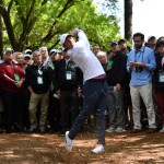 Rory McIlroy hits from the pine straw on the 1st hole. (Michael Madrid-USA TODAY Sports)