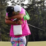 Patrick Reed celebrates with wife Justine after winning the Masters. (Michael Madrid-USA TODAY Sports)