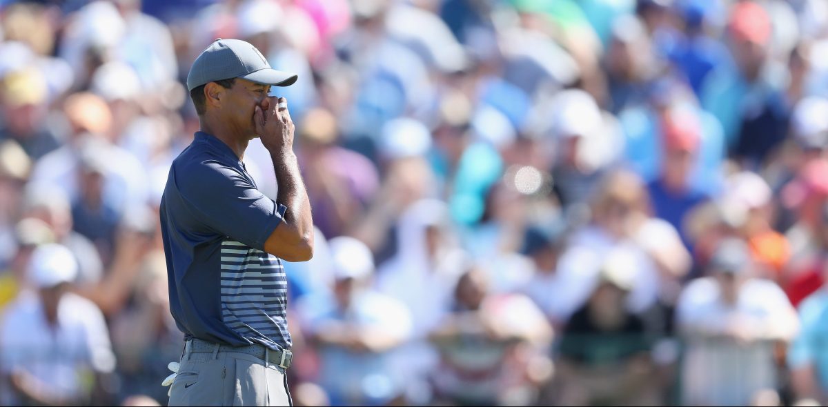 SOUTHAMPTON, NY - JUNE 14: Tiger Woods of the United States looks on from the seventh green during the first round of the 2018 U.S. Open at Shinnecock Hills Golf Club on June 14, 2018 in Southampton, New York. (Photo by Warren Little/Getty Images)