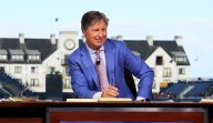 CARNOUSTIE, SCOTLAND - JULY 17: Rich Lerner, Brandel Chamblee and Frank Nobilo are seen on the Golf Channel set during previews to the 147th Open Championship at Carnoustie Golf Club on July 17, 2018 in Carnoustie, Scotland. (Photo by Andrew Redington/Getty Images)