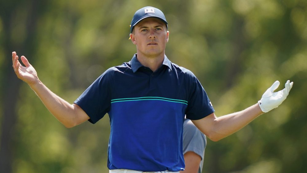 ST LOUIS, MO - AUGUST 11: Jordan Spieth of the United States plays his shot from the 12th tee during the third round of the 2018 PGA Championship at Bellerive Country Club on August 11, 2018 in St Louis, Missouri. (Photo by Richard Heathcote/Getty Images)