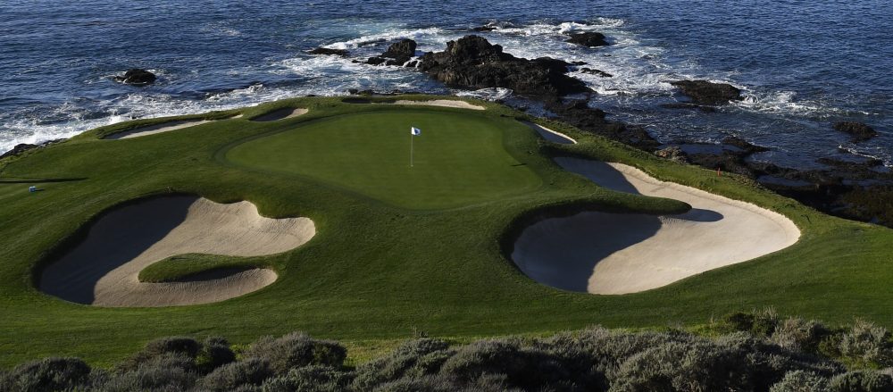 PEBBLE BEACH, CA - FEBRUARY 07: A scenic view of the seventh hole is seen during practice of the AT&T Pebble Beach Pro-Am at Pebble Beach Golf Links, on February 7, 2018 in Pebble Beach, California. (Photo by Ryan Young/PGA TOUR)