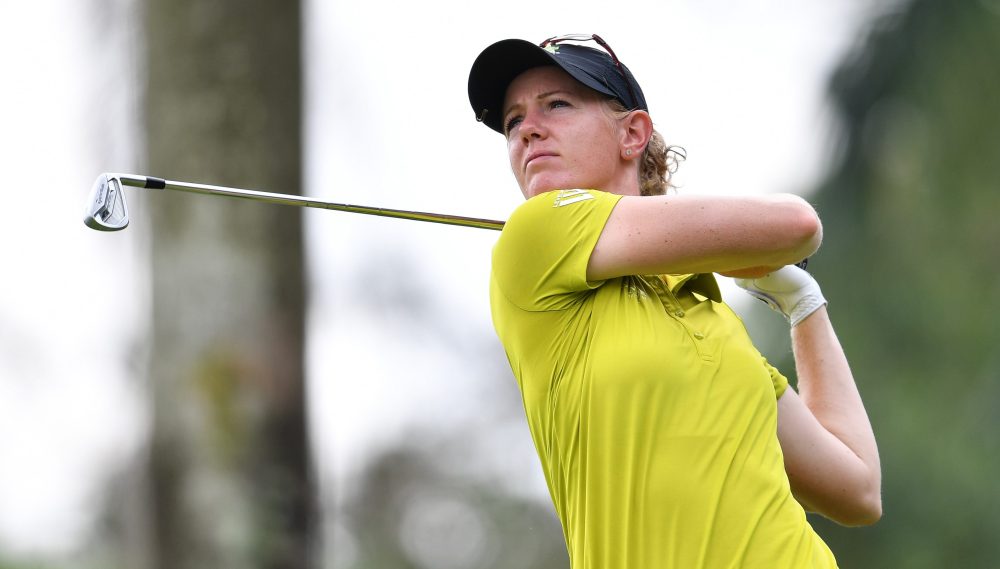 CHONBURI, THAILAND - FEBRUARY 24: Amy Olson of United States plays the shot during the final round of the Honda LPGA Thailand at the Siam Country Club Pattaya on February 24, 2019 in Chonburi, Thailand. (Photo by Thananuwat Srirasant/Getty Images)