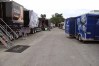 Equipment trucks at a PGA Tour event