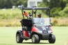 Tiger Woods drives his golf cart during a practice round for The Match: Champions For Charity at Medalist Golf Club on May 23, 2020 in Hobe Sound, Florida