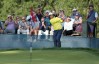 Hideki Matsuyama chips up onto the third green during the second round of the U.S. Open at Winged Foot Golf Club - West