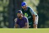Kevin Chappell and his caddie Benji Thompson line up a shot on the seventh green during the second round of the Sanderson Farms Championship at The Country Club of Jackson on October 02, 2020 in Jackson, Mississippi