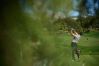 Rory McIlroy tees off on the first hole during the third round of the CJ Cup at Shadow Creek Golf Course
