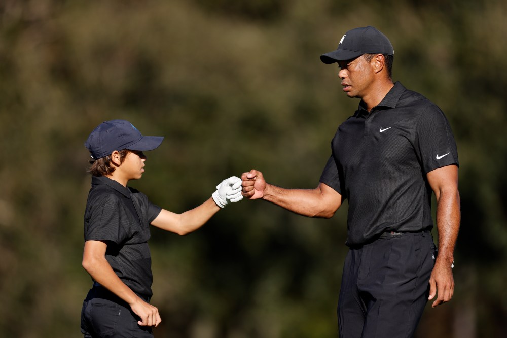 Tiger Woods and Charlie at 2021 PNC Championship
