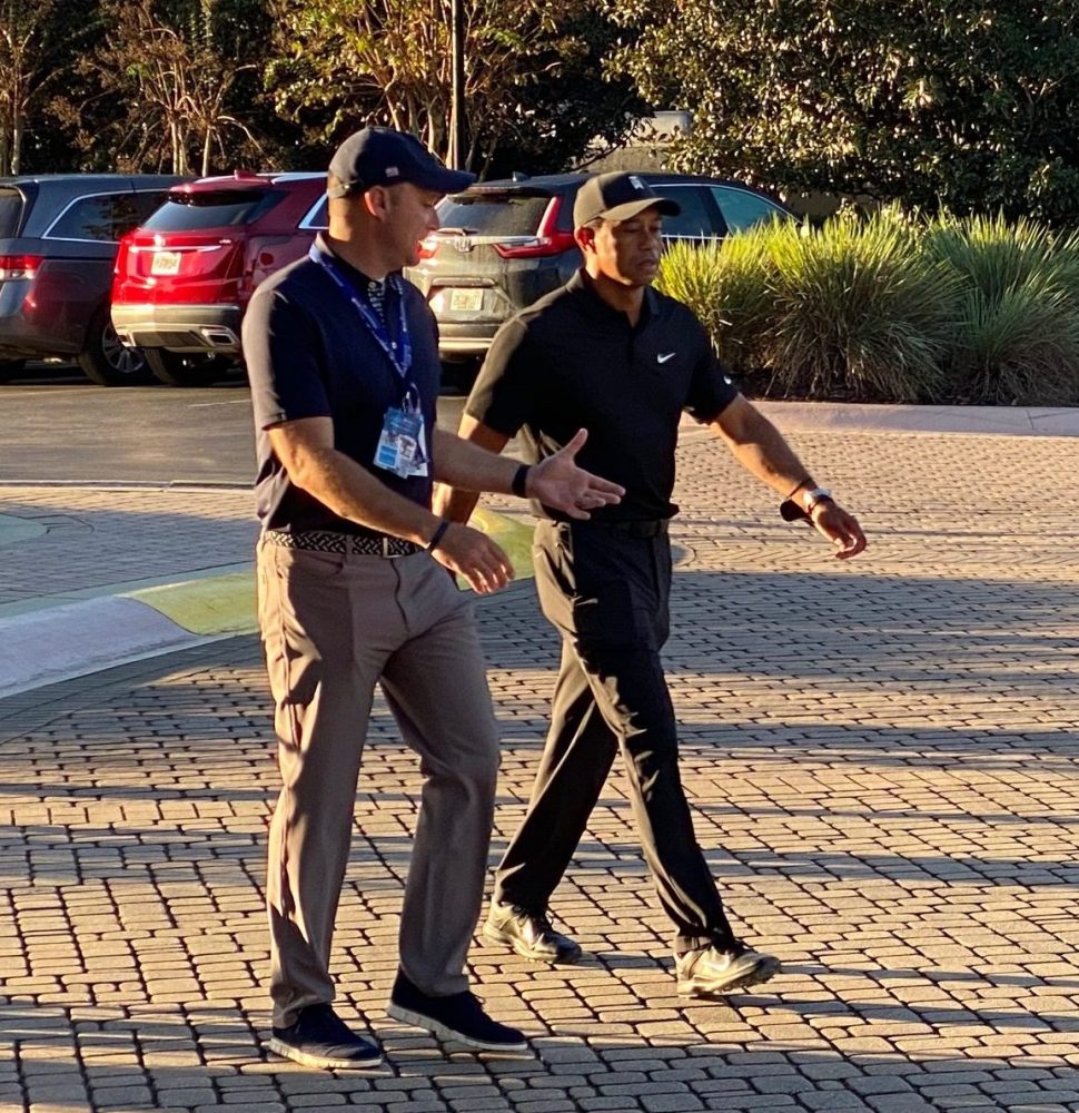 Tiger Woods and Charlie at 2021 PNC Championship