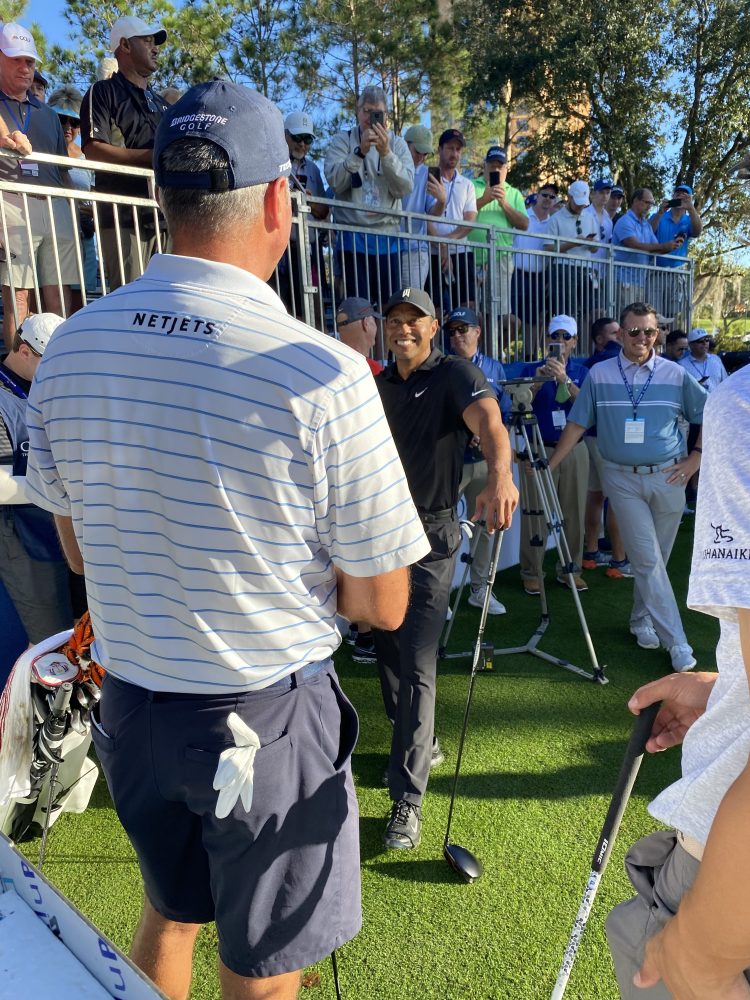 Tiger Woods and Charlie at 2021 PNC Championship