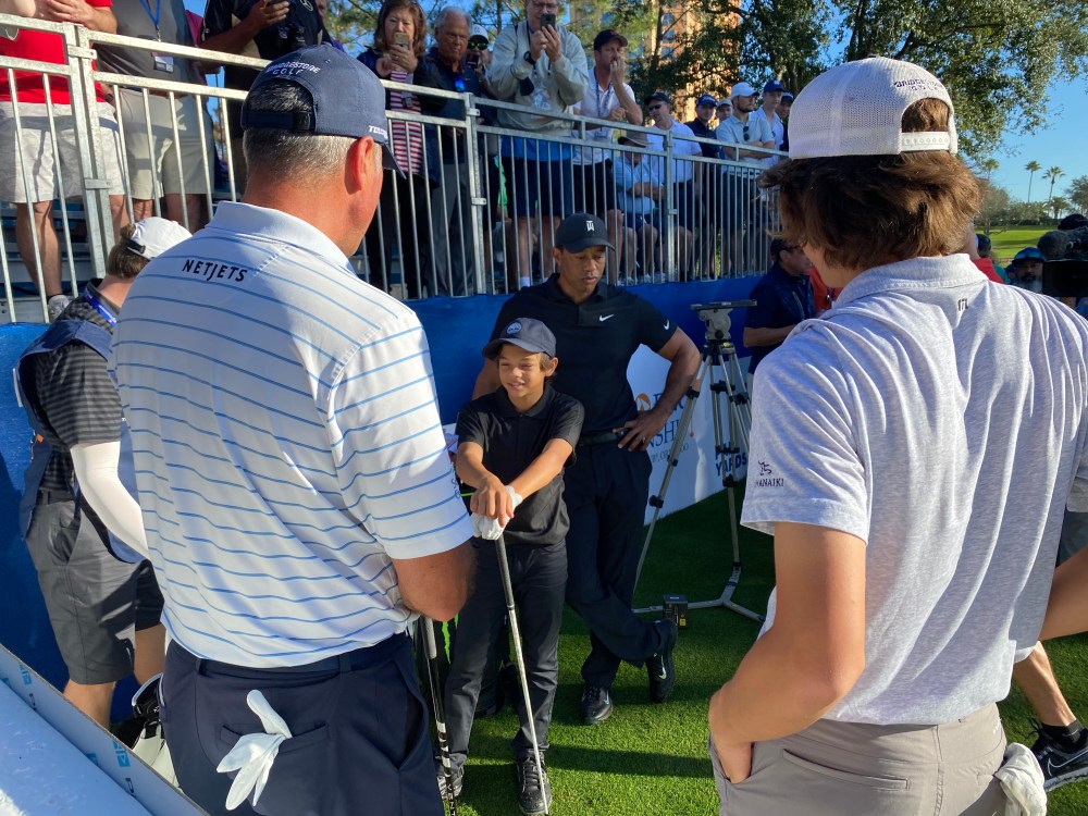 Tiger Woods and Charlie at 2021 PNC Championship