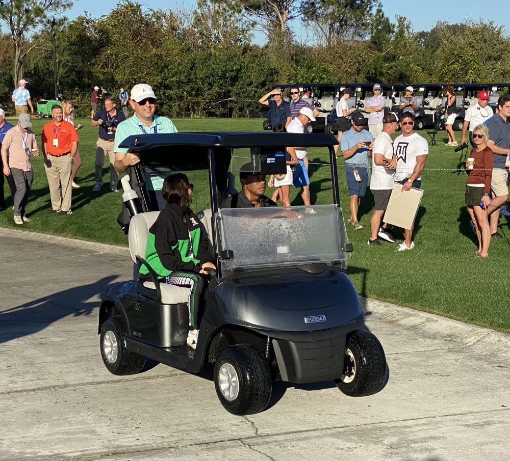 Tiger Woods and Charlie at 2021 PNC Championship
