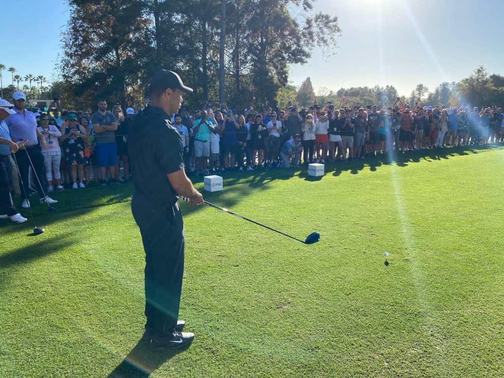 Tiger Woods and Charlie at 2021 PNC Championship