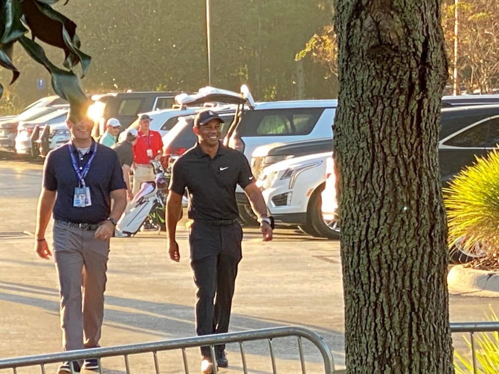 Tiger Woods and Charlie at 2021 PNC Championship