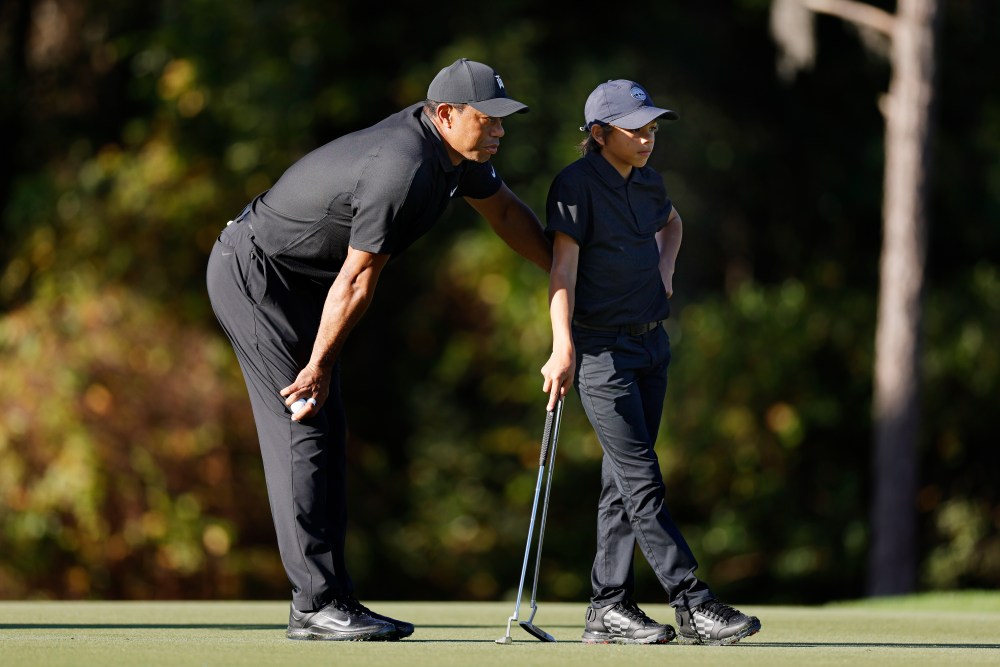 Tiger Woods and Charlie at 2021 PNC Championship