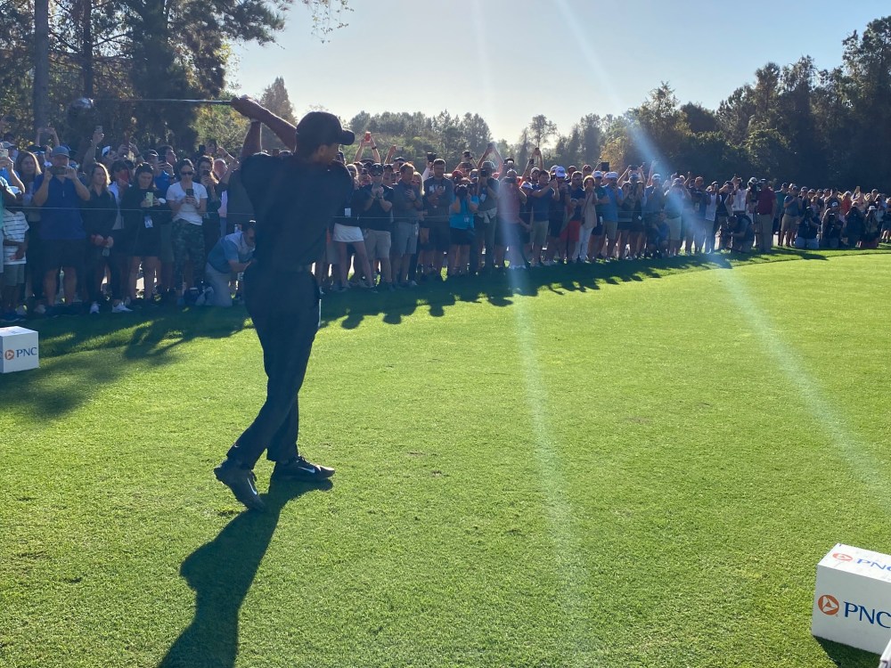Tiger Woods and Charlie at 2021 PNC Championship
