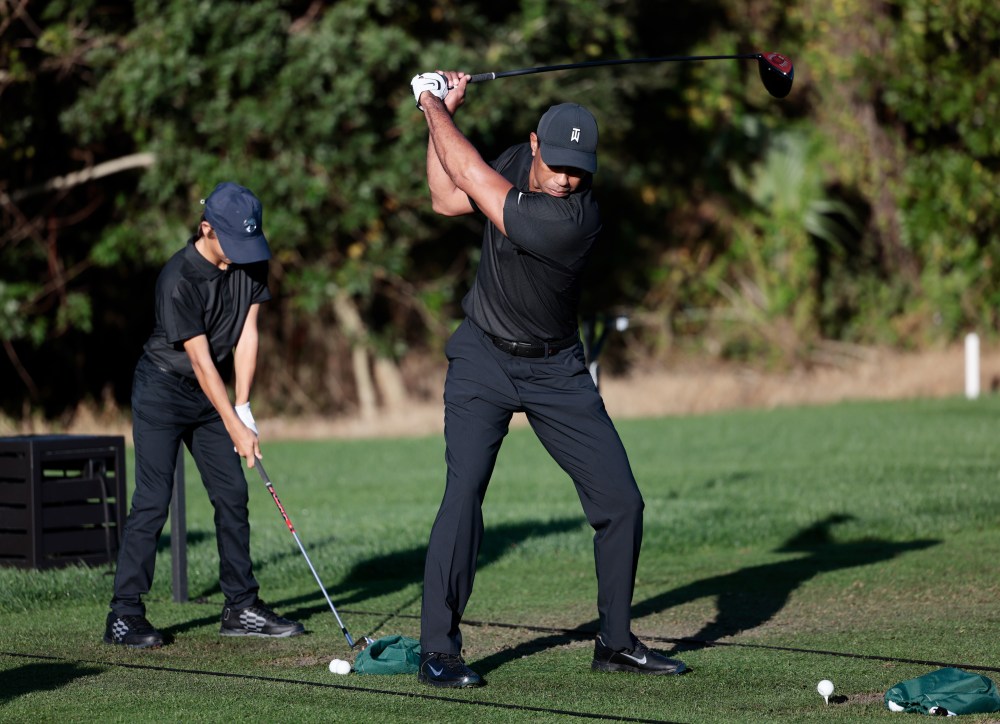 Tiger Woods and Charlie at 2021 PNC Championship