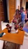 The Koepka's cutting wedding cake.