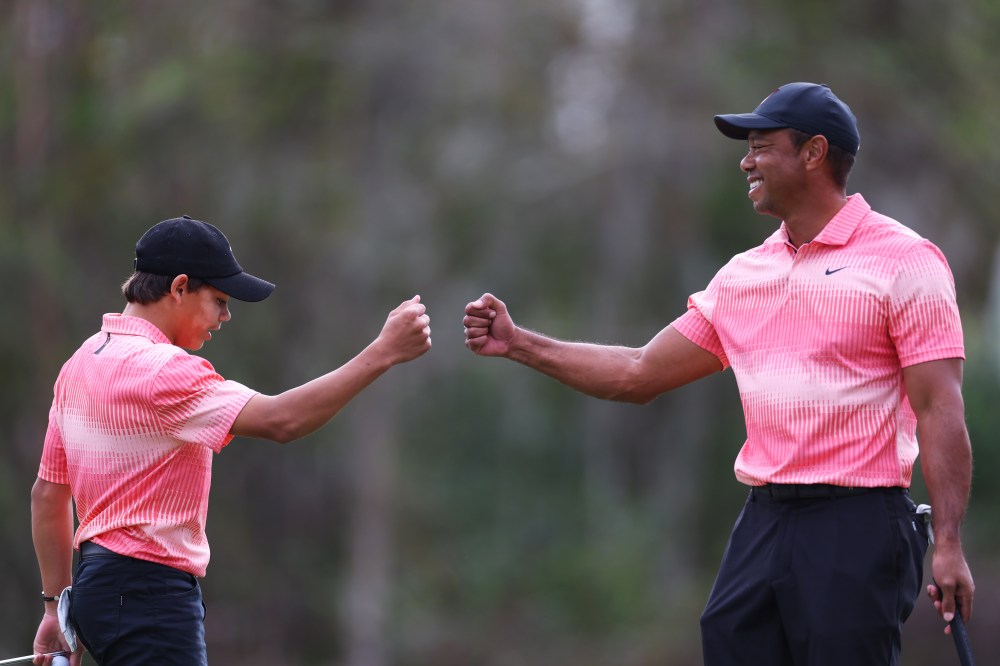 Tiger, Charlie at 2022 PNC Championship