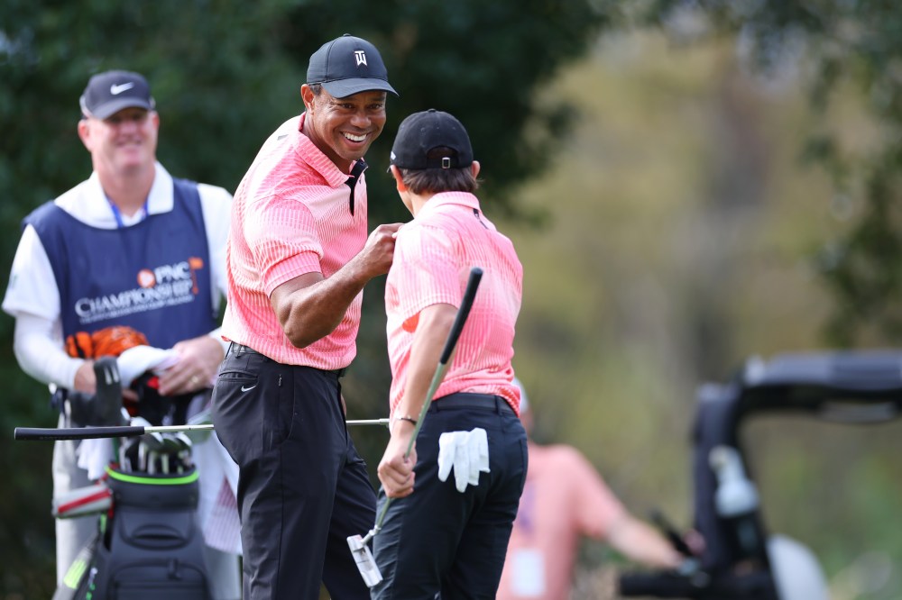 Tiger, Charlie at 2022 PNC Championship