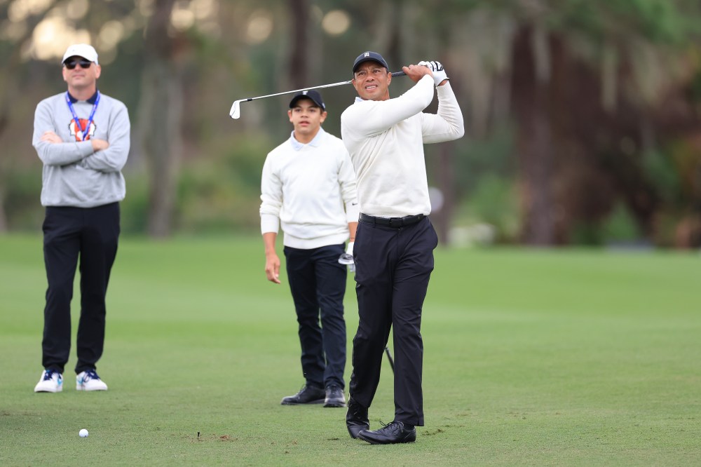 Tiger, Charlie at 2022 PNC Championship