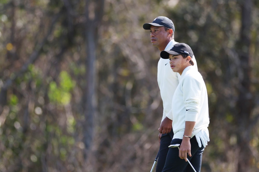 Tiger, Charlie at 2022 PNC Championship
