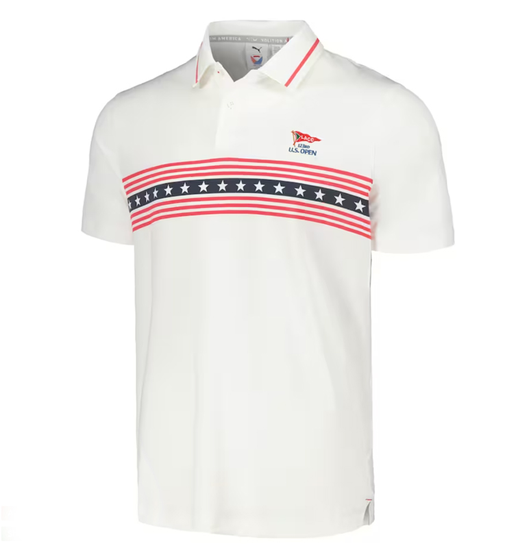 Men's U.S. Open Puma White/Red Volition Freedom Stripe Polo