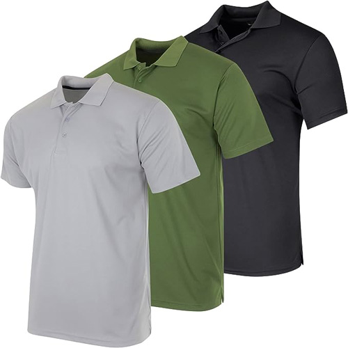 3 Pack: Big and Tall Men’s Quick Dry Dri Fit Polo Shirt Short Sleeve Active Wear