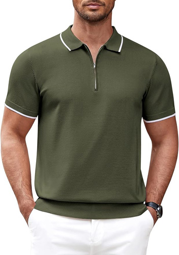 COOFANDY Mens Quarter Zip Polo T Shirt