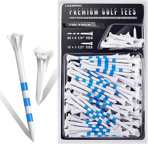 CHAMPKEY Premium 3 Prongs Plastic Golf Tees 100 Pack