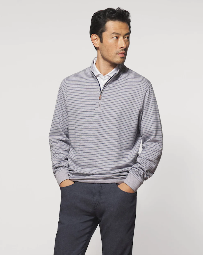 Johnnie-O Skiles Striped 1/4 Zip Pullover