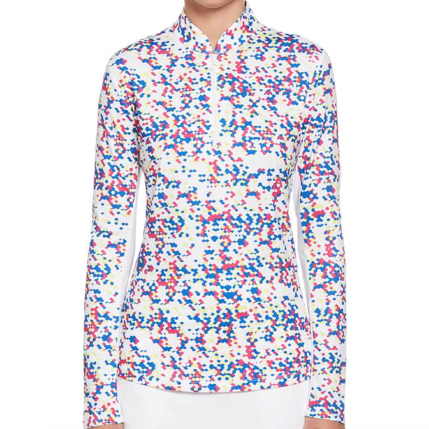 Ben Hogan Women's Geo Print Sun 1/4-Zip Long Sleeve Shirt